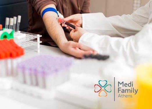 Taking blood in laboratory